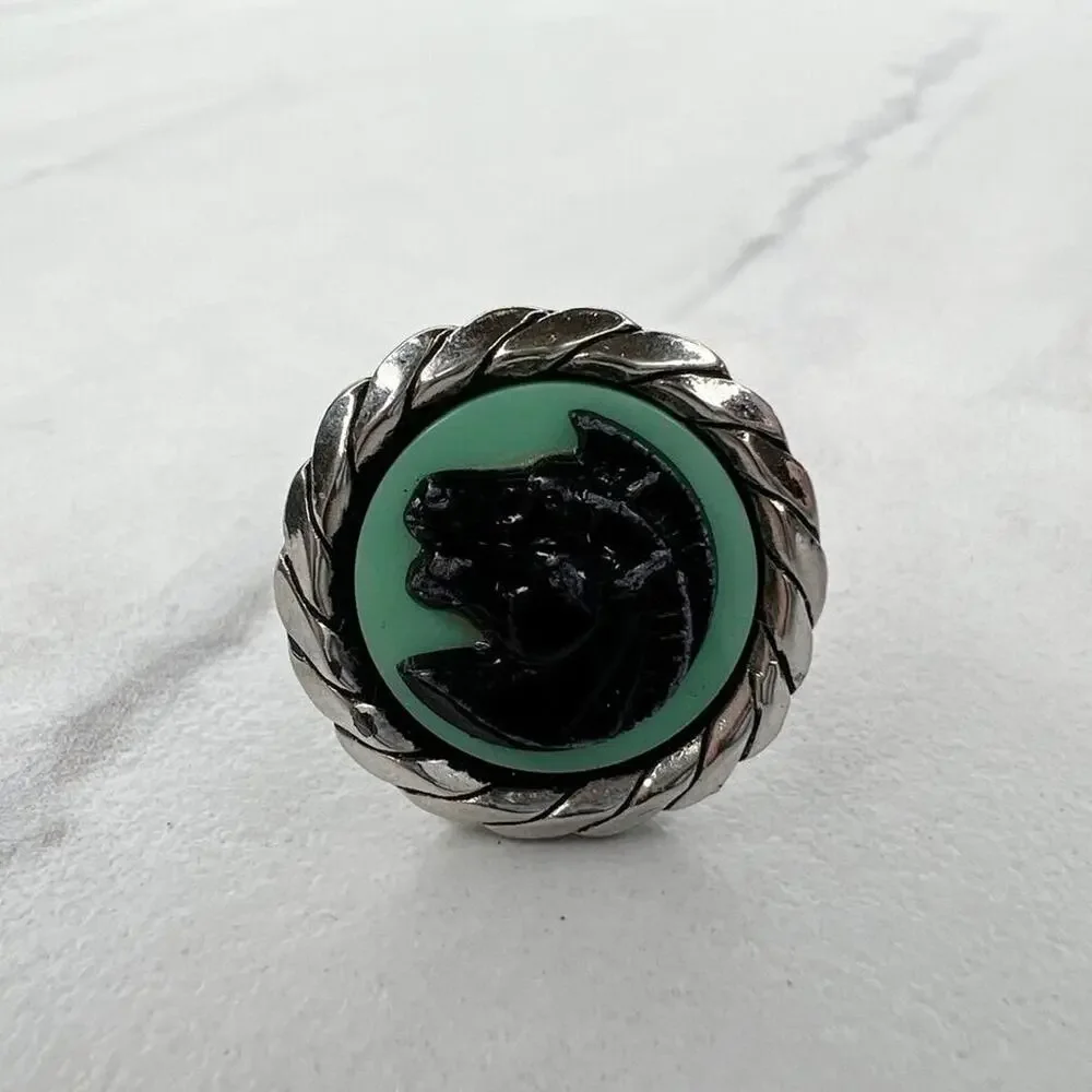 Vintage Round Double Horse Head Single Cufflink